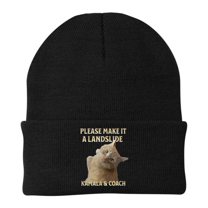 Elect Harris Walz 2024 Cat Please Make It A Landslide Knit Cap Winter Beanie