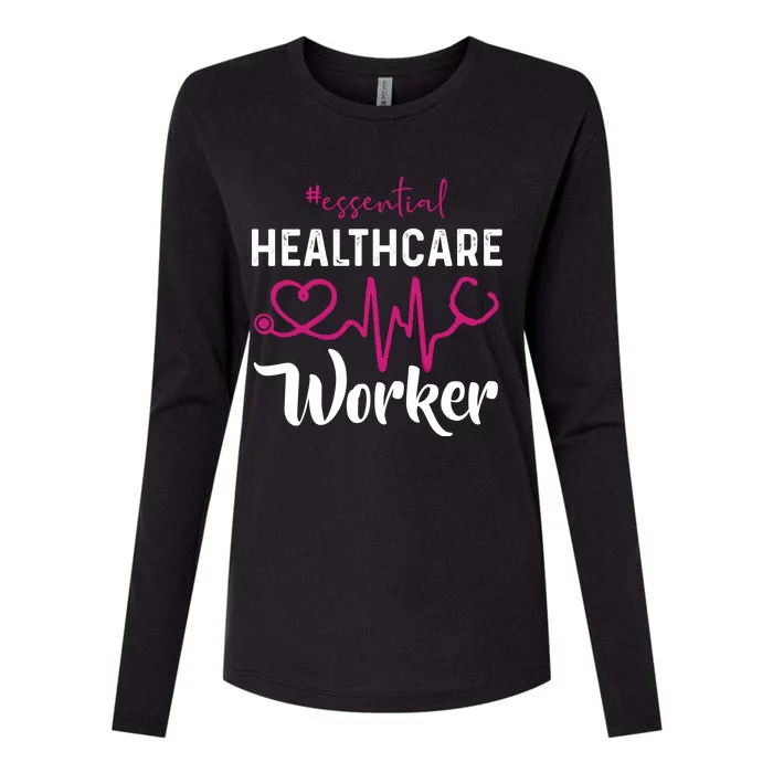 Essential Healthcare Worker Heartbeat Nurse Gift Womens Cotton Relaxed Long Sleeve T-Shirt