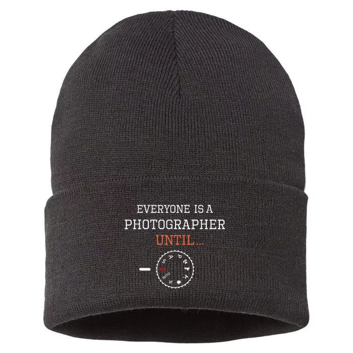 Everyone Is A Photographer Until Manual Mode Funny Gift Sustainable Knit Beanie