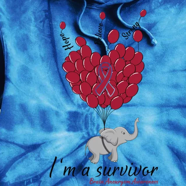 Elephant I'm A Survivor Heart Brain Aneurysm Awareness Gift Great Gift Tie Dye Hoodie