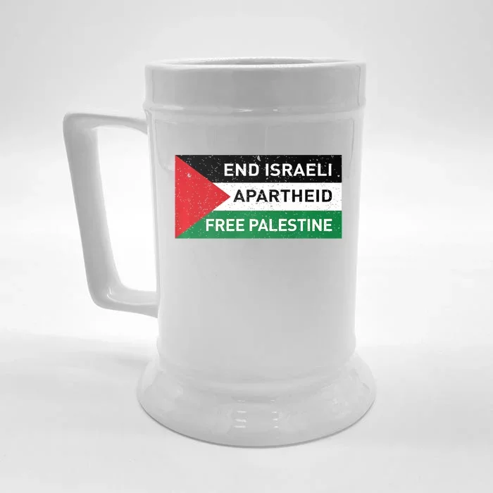 End Israeli Apartheid Free Palestine Flag Front & Back Beer Stein