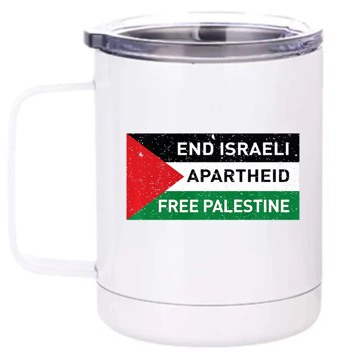 End Israeli Apartheid Free Palestine Flag Front & Back 12oz Stainless Steel Tumbler Cup