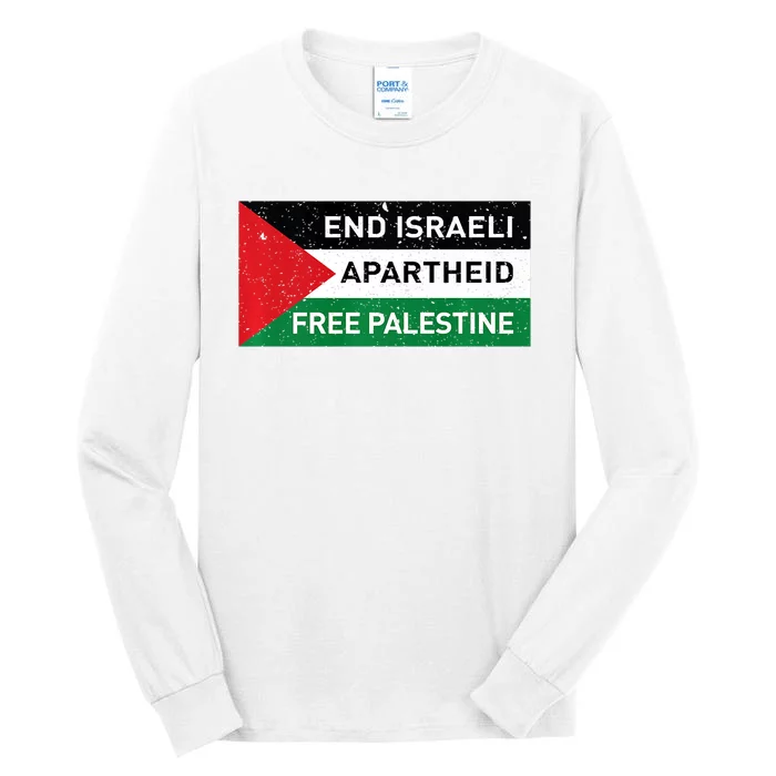 End Israeli Apartheid Free Palestine Flag Tall Long Sleeve T-Shirt