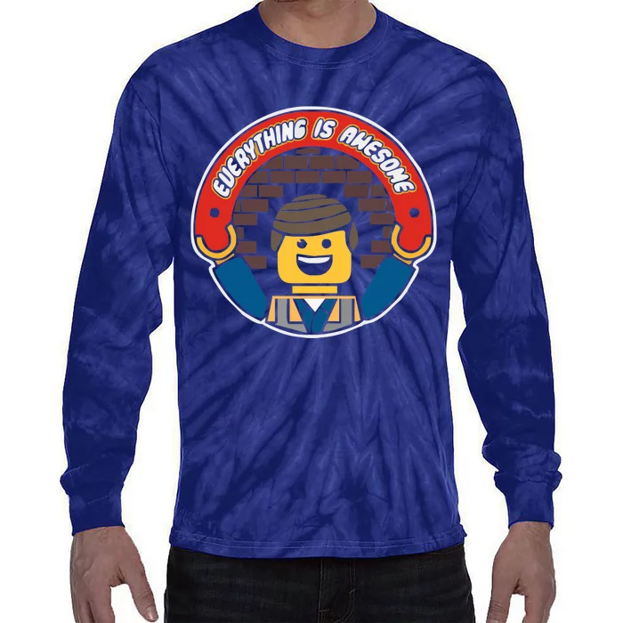 Everything Is Awesome Mens Funny Lego Tie-Dye Long Sleeve Shirt