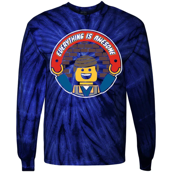 Everything Is Awesome Mens Funny Lego Tie-Dye Long Sleeve Shirt