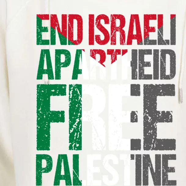 End Israeli Apartheid Free Palestine Gaza Awareness Quote Cute Gift Womens Funnel Neck Pullover Hood