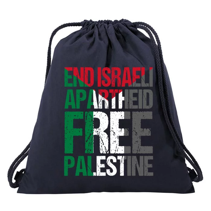 End Israeli Apartheid Free Palestine Gaza Awareness Quote Cute Gift Drawstring Bag