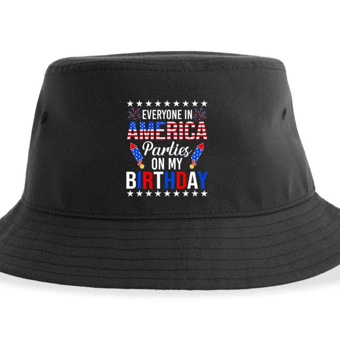 Everyone In America Parties On My Birthday 4th Of July Sustainable Bucket Hat