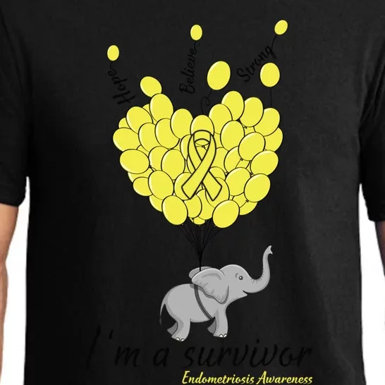 Elephant I'm A Survivor Heart Endometriosis Awareness Gift Pajama Set