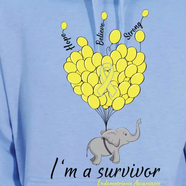 Elephant I'm A Survivor Heart Endometriosis Awareness Gift Unisex Surf Hoodie