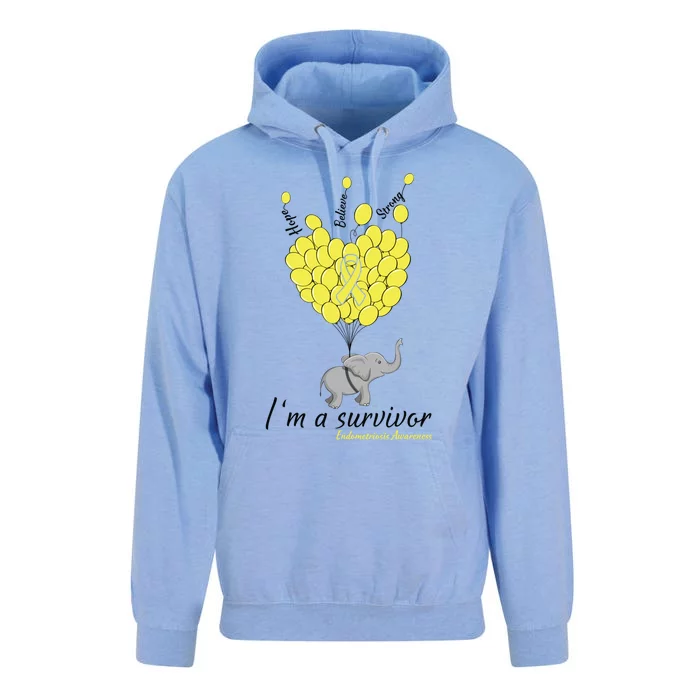 Elephant I'm A Survivor Heart Endometriosis Awareness Gift Unisex Surf Hoodie