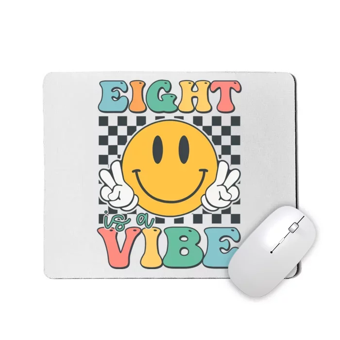 Eight Is A Vibe 8th Birthday Smile Face Hippie Boy Girl Kids Mousepad