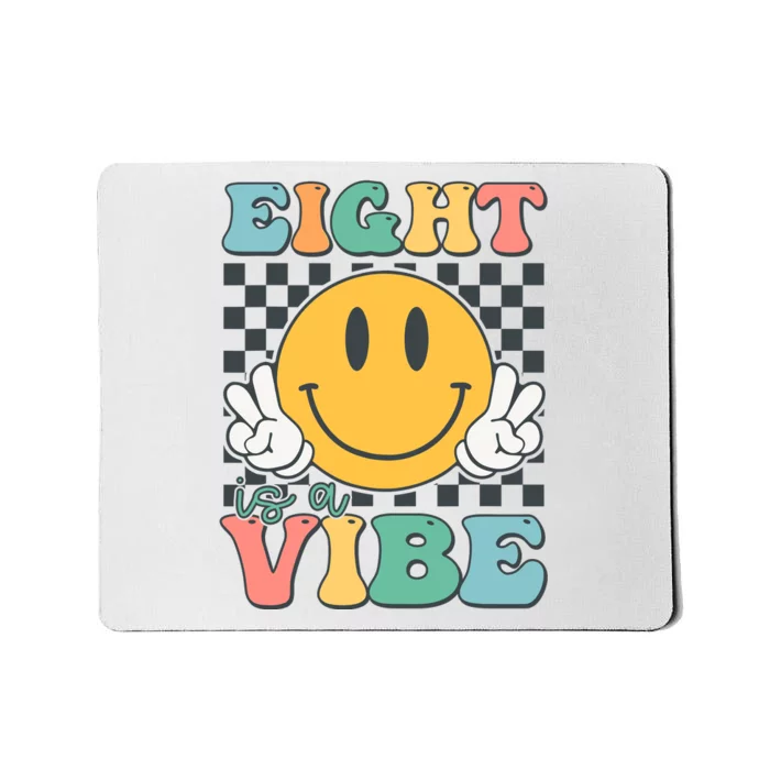 Eight Is A Vibe 8th Birthday Smile Face Hippie Boy Girl Kids Mousepad