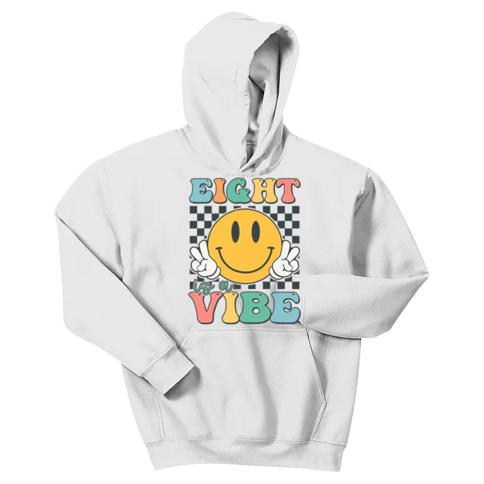 Eight Is A Vibe 8th Birthday Smile Face Hippie Boy Girl Kids Kids Hoodie