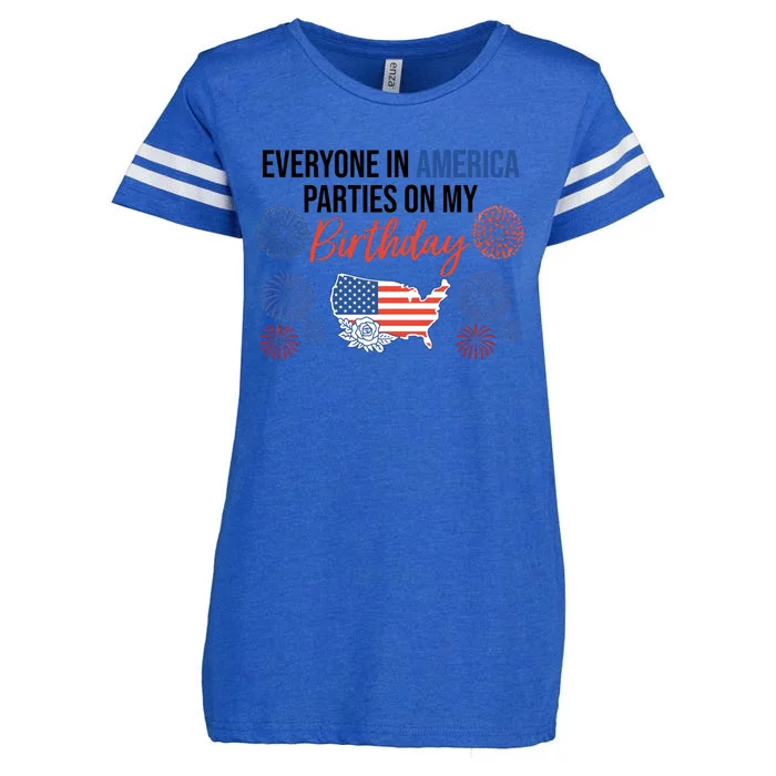 Everyone In America Parties On My Birthday Enza Ladies Jersey Football T-Shirt