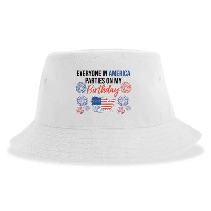 Everyone In America Parties On My Birthday Sustainable Bucket Hat