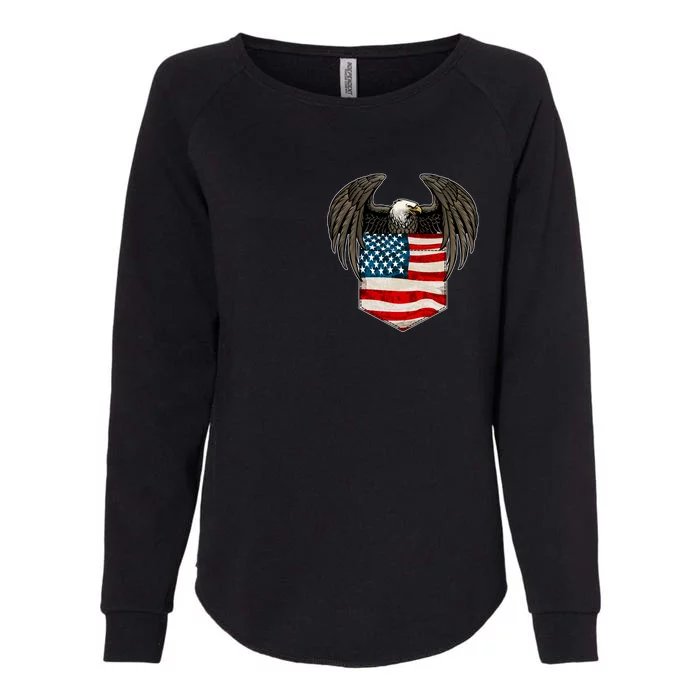 Eagle In American USA Flag Pocket Womens California Wash Sweatshirt