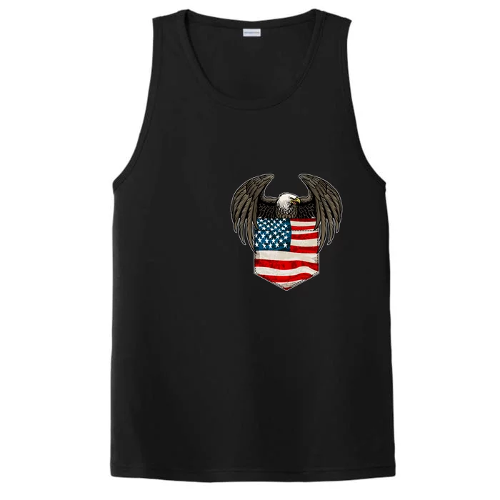 Eagle In American USA Flag Pocket Performance Tank