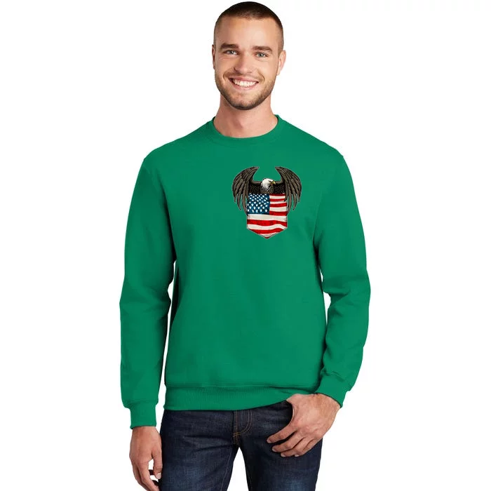 Eagle In American USA Flag Pocket Sweatshirt