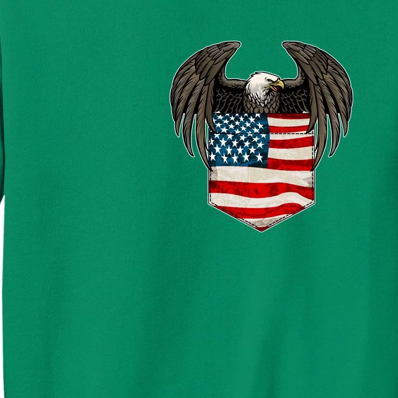 Eagle In American USA Flag Pocket Sweatshirt