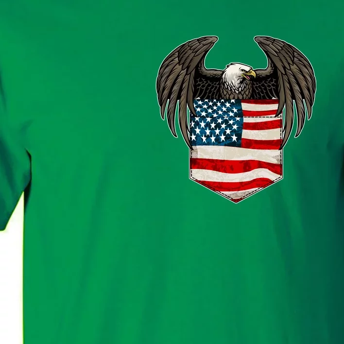 Eagle In American USA Flag Pocket Tall T-Shirt