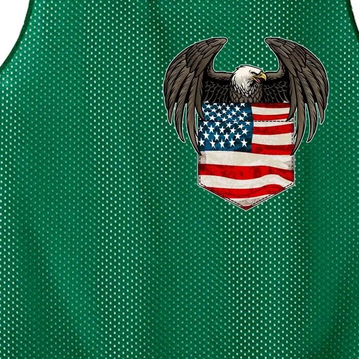 Eagle In American USA Flag Pocket Mesh Reversible Basketball Jersey Tank