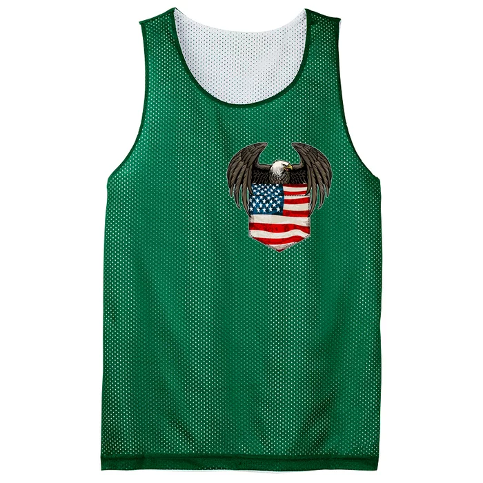 Eagle In American USA Flag Pocket Mesh Reversible Basketball Jersey Tank