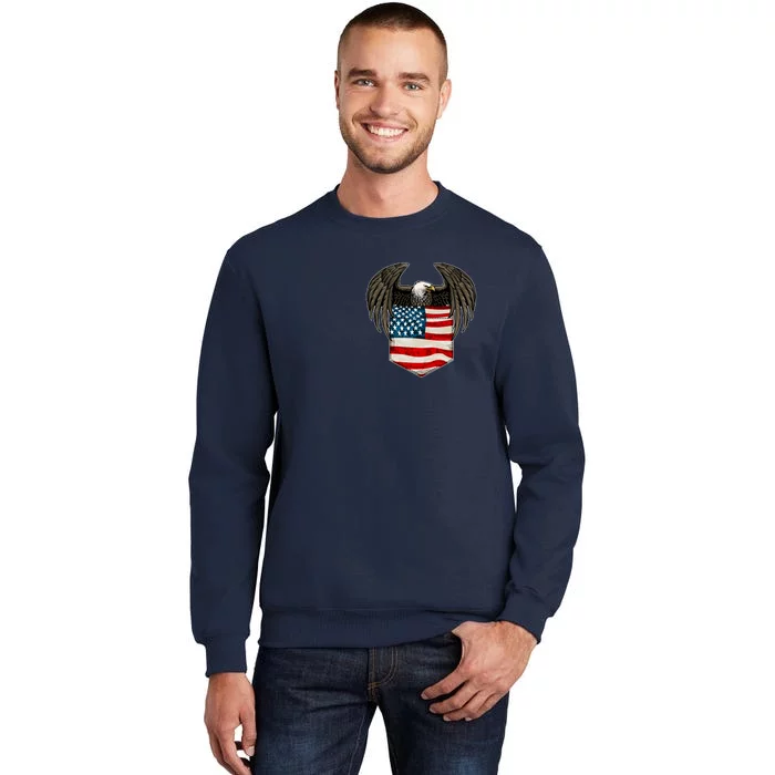 Eagle In American USA Flag Pocket Tall Sweatshirt