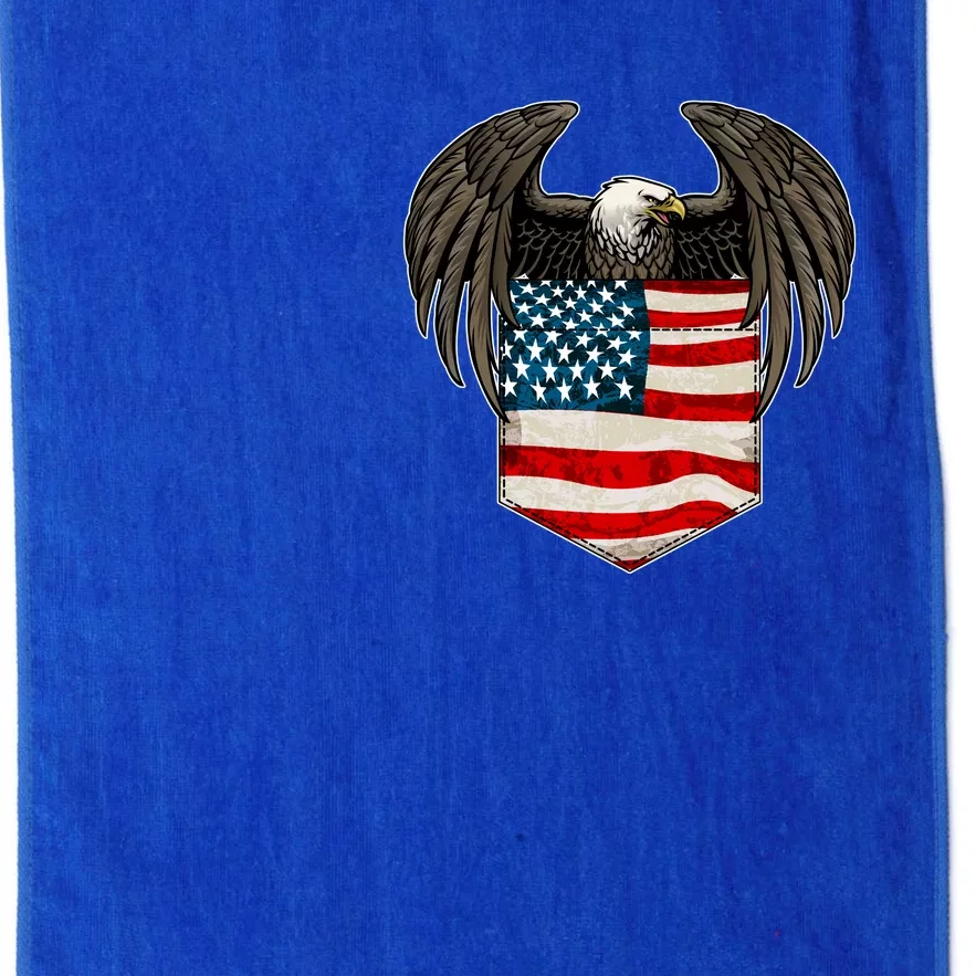 Eagle In American USA Flag Pocket Platinum Collection Golf Towel