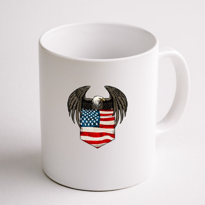 Eagle In American USA Flag Pocket Front & Back Coffee Mug