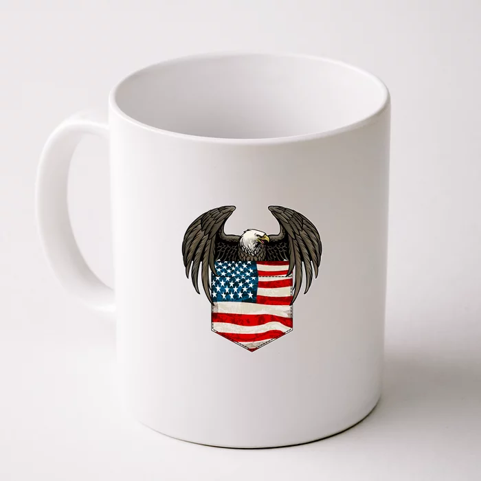 Eagle In American USA Flag Pocket Front & Back Coffee Mug