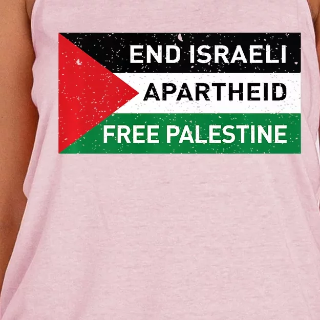 End Israeli Apartheid Free Palestine Flag Women's Knotted Racerback Tank