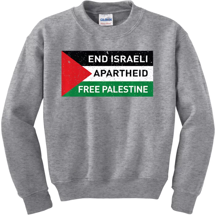 End Israeli Apartheid Free Palestine Flag Kids Sweatshirt