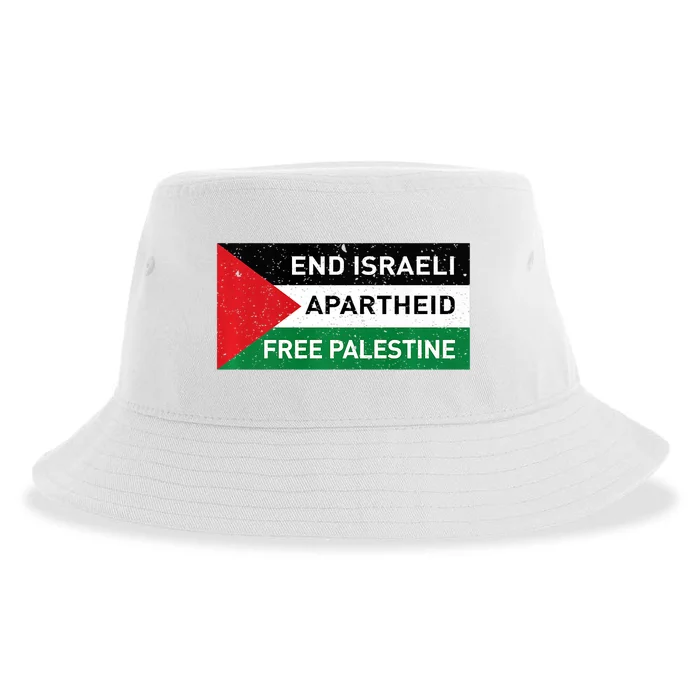 End Israeli Apartheid Free Palestine Flag Sustainable Bucket Hat