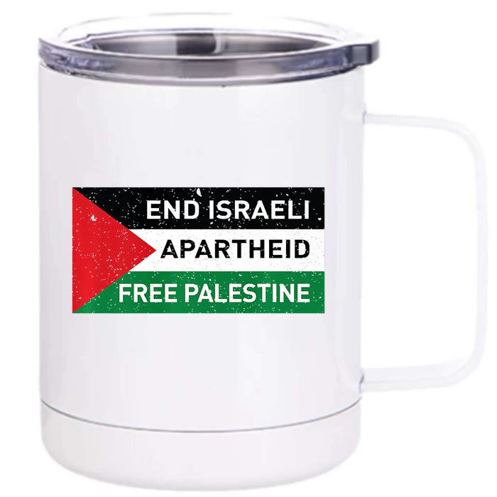 End Israeli Apartheid Free Palestine Flag Front & Back 12oz Stainless Steel Tumbler Cup