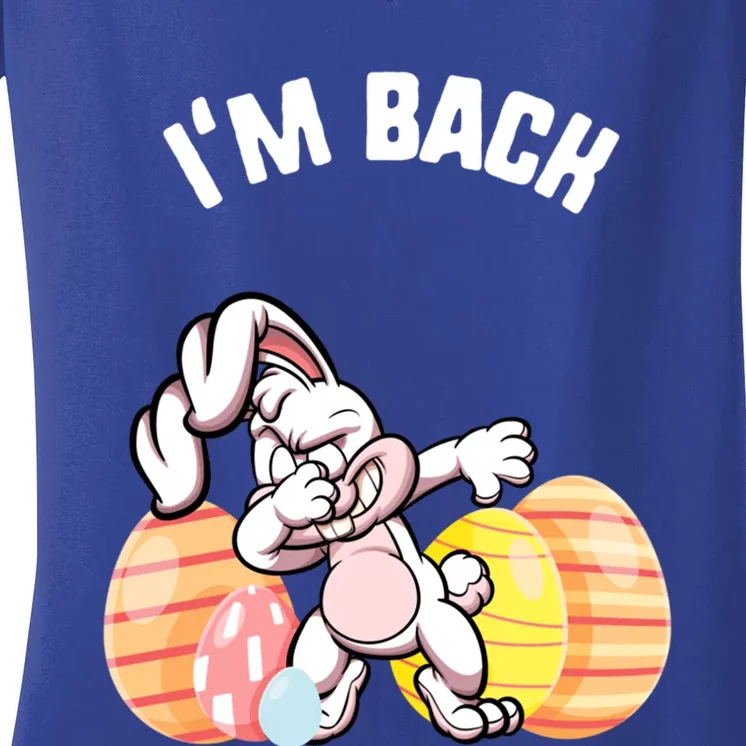 Easter I'm Back Flamingo Candy Gift Spring Bunny Cute Gift Women's V-Neck T-Shirt