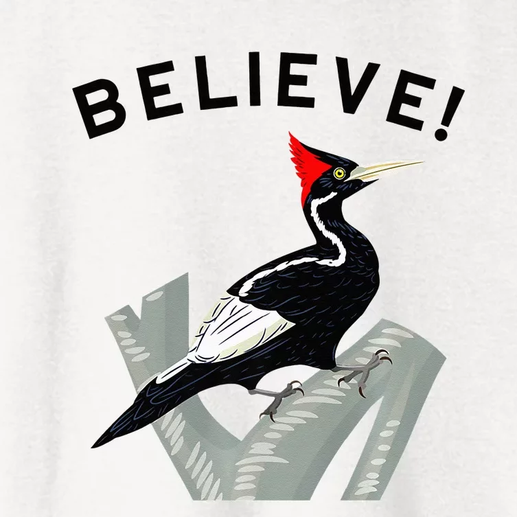 Endangered Ivory Billed Woodpecker Women's Crop Top Tee