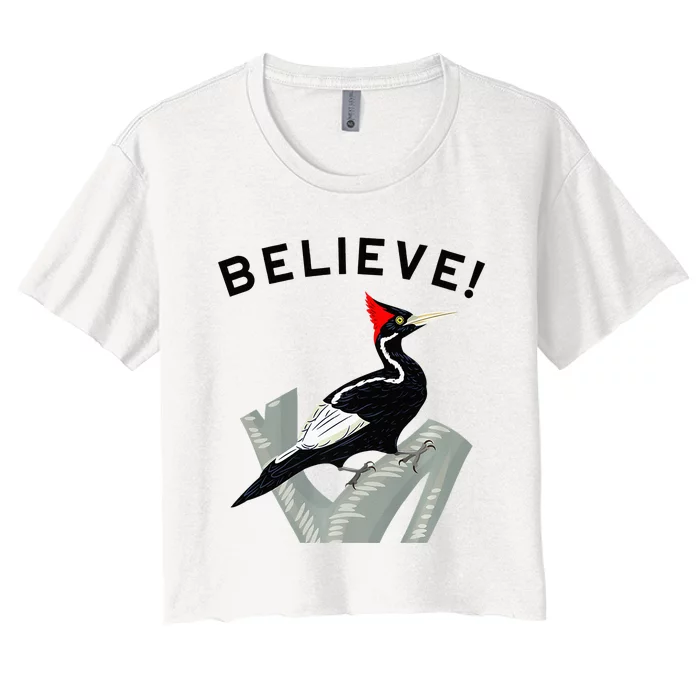 Endangered Ivory Billed Woodpecker Women's Crop Top Tee