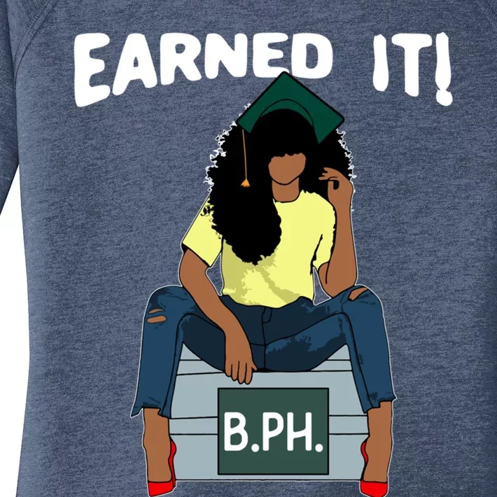 Earned It Black Educated Bph Bachelor’s In Public Health Gift Women's Perfect Tri Tunic Long Sleeve Shirt