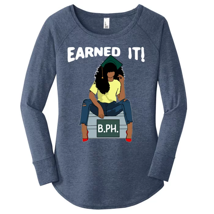 Earned It Black Educated Bph Bachelor’s In Public Health Gift Women's Perfect Tri Tunic Long Sleeve Shirt