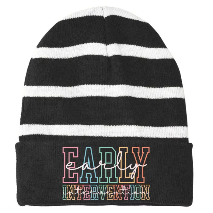 Early Intervention Childhood Striped Beanie with Solid Band