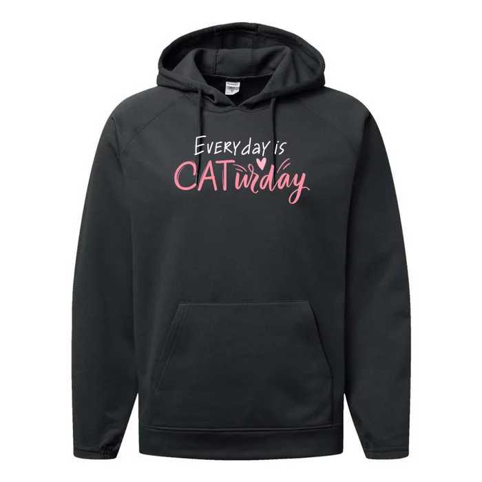 Everyday Is Caturday Cat Lover Performance Fleece Hoodie