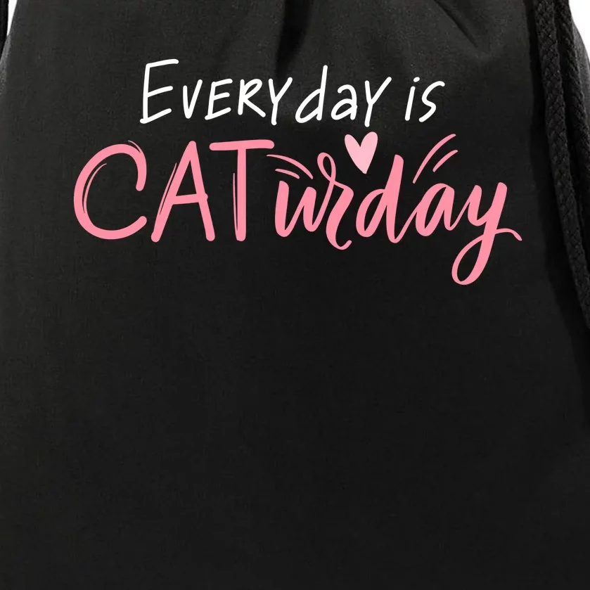 Everyday Is Caturday Cat Lover Drawstring Bag