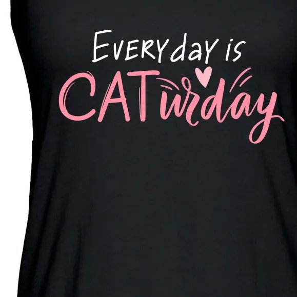 Everyday Is Caturday Cat Lover Ladies Essential Flowy Tank