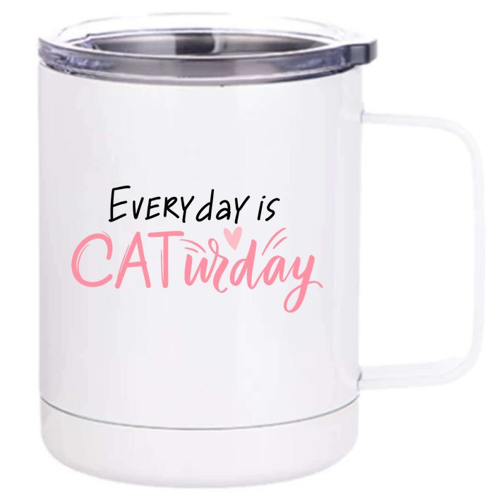 Everyday Is Caturday Cat Lover Front & Back 12oz Stainless Steel Tumbler Cup