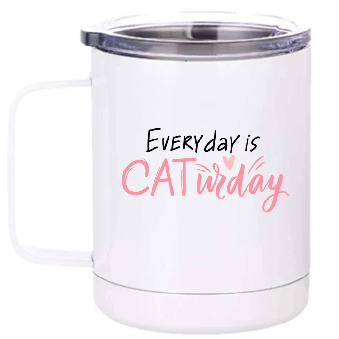 Everyday Is Caturday Cat Lover Front & Back 12oz Stainless Steel Tumbler Cup