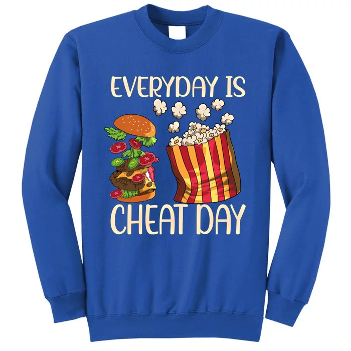 Everyday Is Cheat Day Hamburger Popcorn Fast Food Sports Gift Tall Sweatshirt