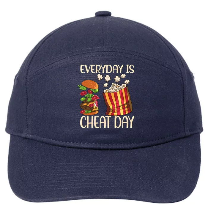 Everyday Is Cheat Day Hamburger Popcorn Fast Food Sports Gift 7-Panel Snapback Hat