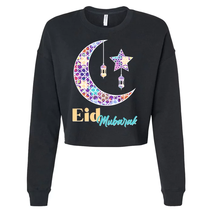 Eid Mubarak Happy Ramadan Cropped Pullover Crew