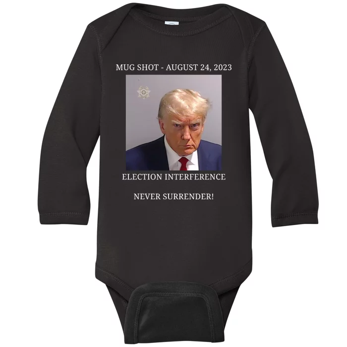 Election Interference Donald Trump Mugshot Baby Long Sleeve Bodysuit